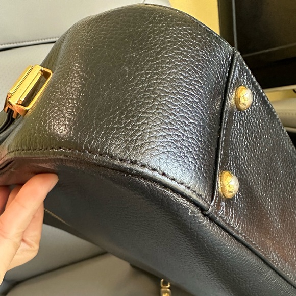 MCM Soft Grain Leather Hobo Shoulder Bag, Black with Gold Hardware, EUC - Picture 15 of 16